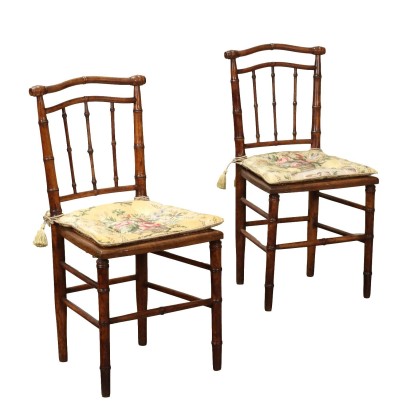Pair of Antique Ligurian Chairs Maple Italy XIX Century