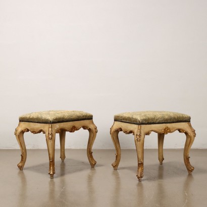 Pair of Baroque Style Poufs