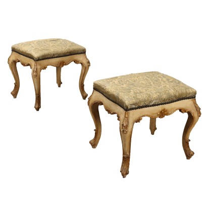 Pair of Baroque Style Poufs