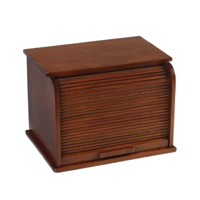 Oak Wood Rolling Shutter Table File Cabinet