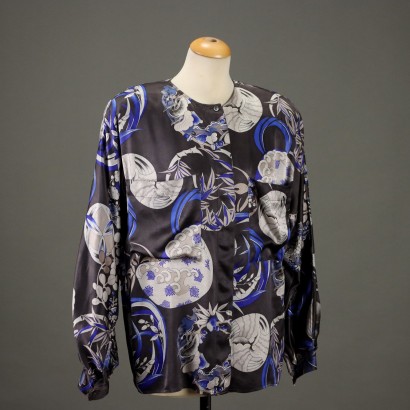 Vintage 1980s Shirt by Basile Silk UK Size 14 Italy