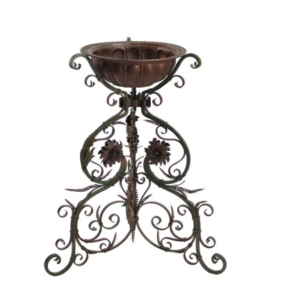 Antique Trestle Wrought Iron with Copper Basin Early XX Century