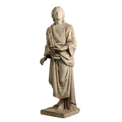 Statue eines Philosophen aus weißem Carrara-Marmor