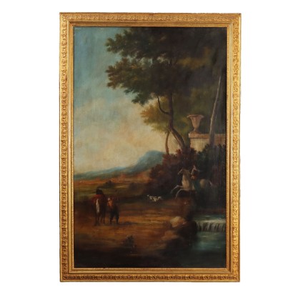 grande dipinto paesaggio,Dipinto Grande Paesaggio con figure 1930