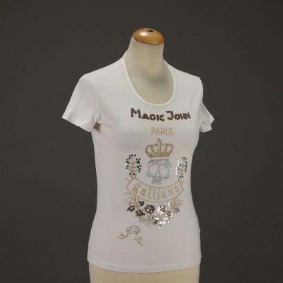 Second Hand T-Shirt John Galliano Cotton UK Size 12 Italy