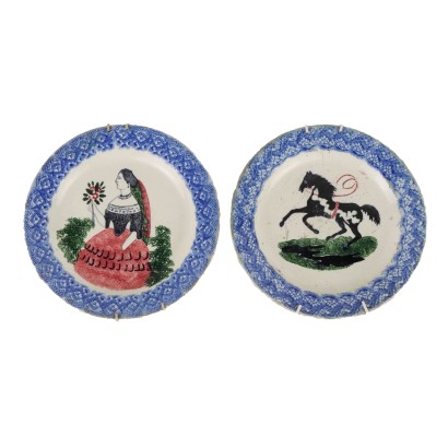 Pair of Antique Plates M. Vicentini del Giglio Ceramic XX Century