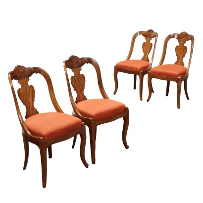 Group of 4 Antique Louis Philippe Chairs Italy XIX Century