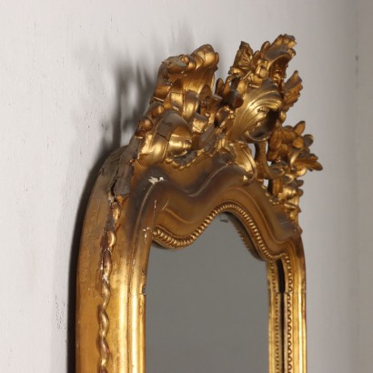 Eklektischer Spiegel aus goldenem Holz