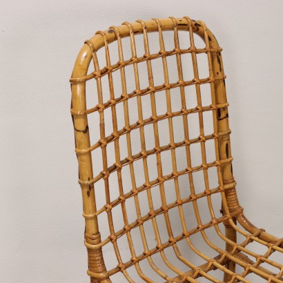 Six chaises en bambou des années 80