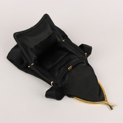 Vintage schwarze Satin-Handtasche