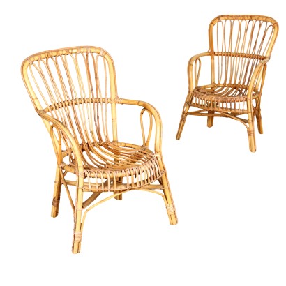Pair of bamboo armchairs