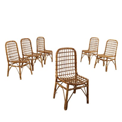 Six bamboo chairs from the 80s
