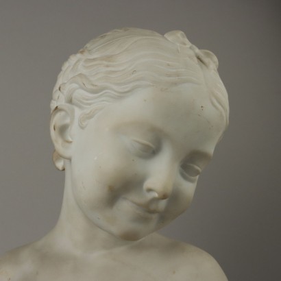 Buste de Jeune Fille en Marbre Blanc