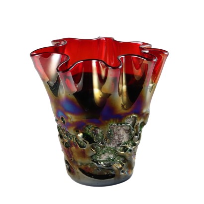 Vintage 1980s Murano Glass Vase Italy