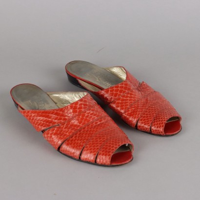Vintage Coral Red Ferragamo Shoes Leather Size 6 Italy