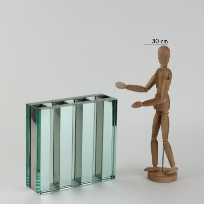 Vase aus Glas und verchromtem Metall