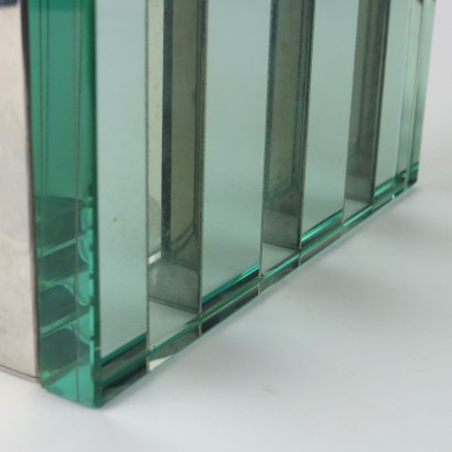 Glass and chromed metal vase