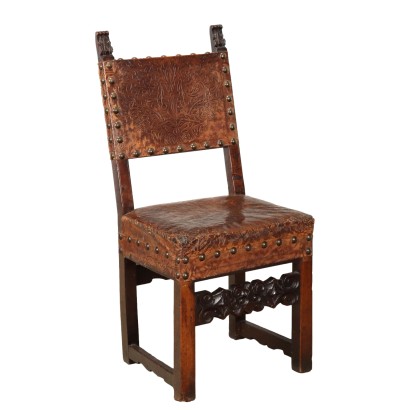 Antique Baroque Chair Carved Walnut Italy XVIII Century