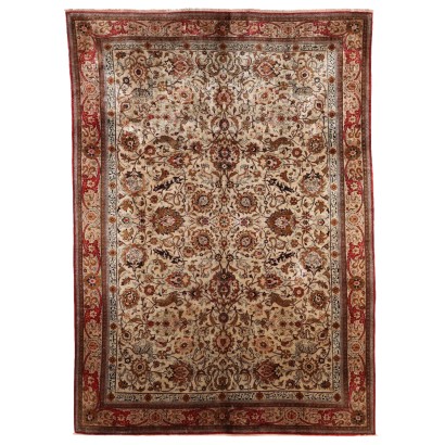 Antique Kum Carpet Silk Extra-Thin Knot Iran 123 x 89 In
