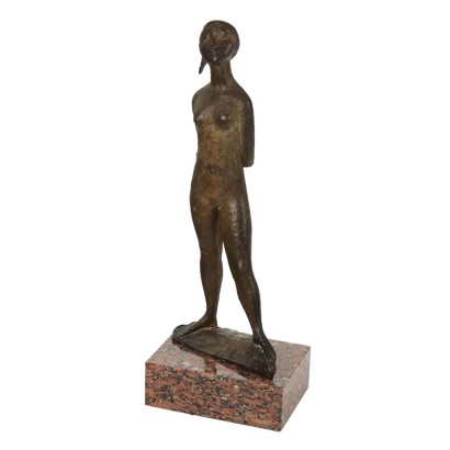 Antike Skulptur aus Bronze mit Weiblichem Akt Signiert Paganini 60er