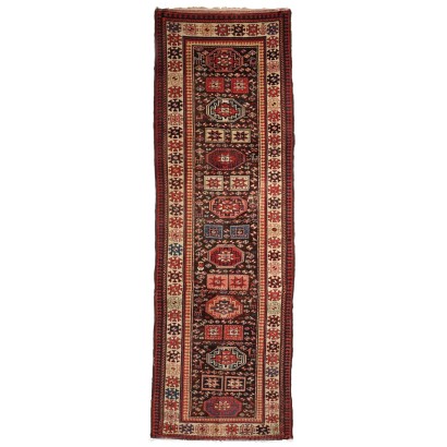 Antique Kazak Carpet Wool Heavy Knot Caucasus 130 x 43 In