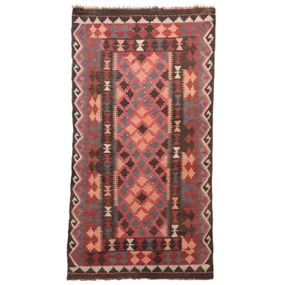 Antique Kilim Carpet Wool Thin Knot Turkey 71 x 39 In