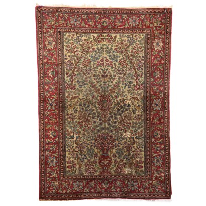 Antique Isfahan Carpet Cotton Wool Extra-Thin Knot Iran 79 x 56 In