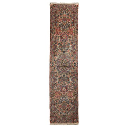 Antique Kerman Carpet Cotton Wool Heavy Knot Iran 116 x 28 In