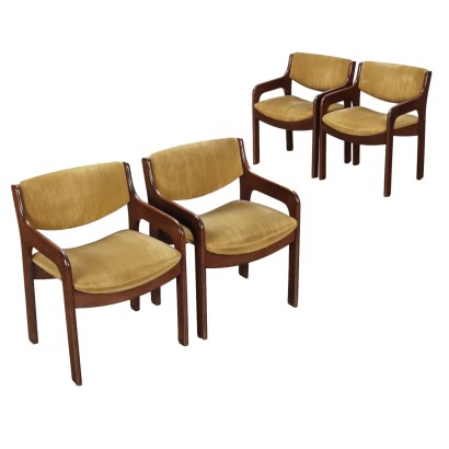 Group of 4 Vintage 1960s-70s Chairs Velvet Italy