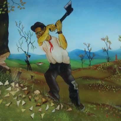 Painting by Mario Previ,The woodcutter,Mario Previ,Mario Previ,Mario Previ,Mario Previ