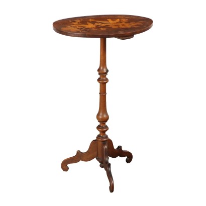 Antique Elliptical Shape Coffee Table Beech Walnut XIX Century