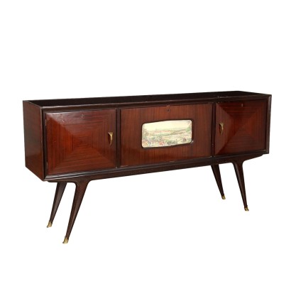 Vintage 1950s Cupboard with Bar Cabinet Exotic Wood Veneer