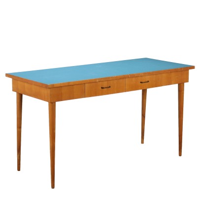 Vintage Tisch Laminat Holz 2 Schuhbladen der 50er-60er Jahre