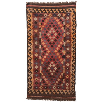 Antique Kilim Carpet Cotton Wool Thin Knot Turkey 71 x 39 In