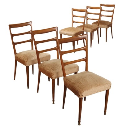 Gruppe aus 6 Vintage Stühle Buchenholz der 50er Jahre
