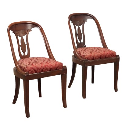 Paar Antike Stühle der Restauration Mahagoni des XIX Jhs