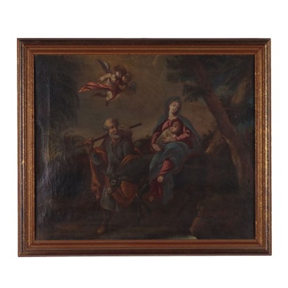 Antique Painting with Religious Subject Oil on Canvas XVIII Century
