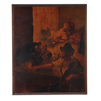 Modern Painting Signed B. Porcheddu Mixed Technique Italy 1942