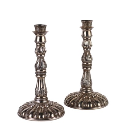 Paar Antike Kerzenhalter aus Silber Europa XX Jhd