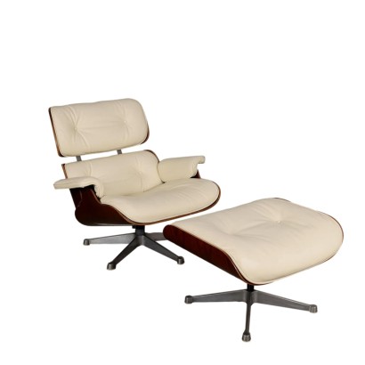 Eames Lounge Chair Herman Miller mit Pouf Leder der 60er-70er Jahre