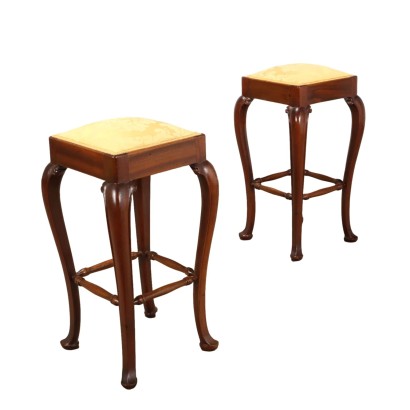 Pair of Antique Stools Chippendale Style Mahogany XX Century