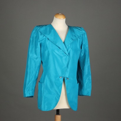 Ungaro Jacket Turquoise Silk UK Size 12 VintageFrance 1980