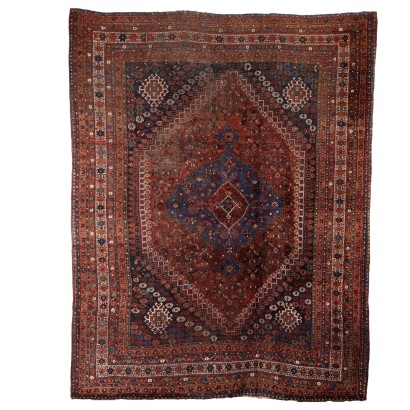 Antique Shiraz Carpet Wool Thin Knot Iran 129 x 101 In