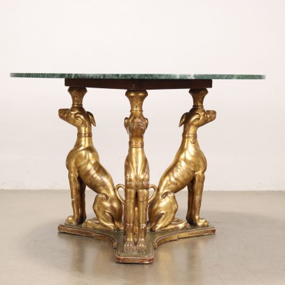 Round Table with Greyhound Sculptures