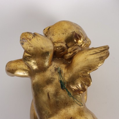 Musician Putto in Carved Wood and