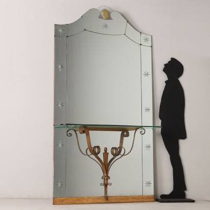 Großer Spiegel mit Konsole aus den 1950er Jahren