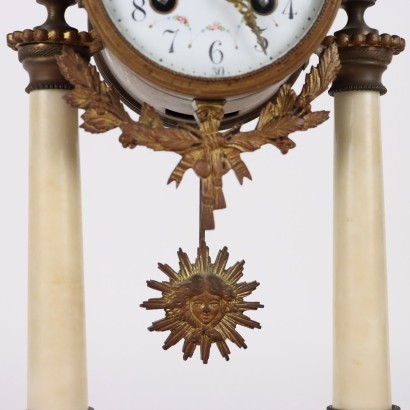 Triptych Clock in Bronze and Bi Marble