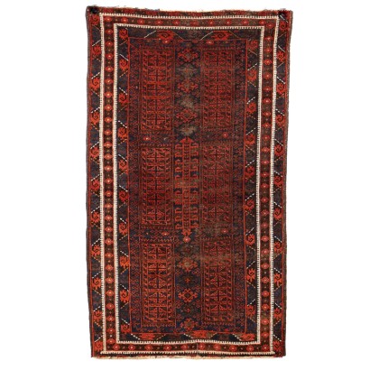 Antique Beluchi Carpet Wool Thin Knot Iran 86 x 49 In