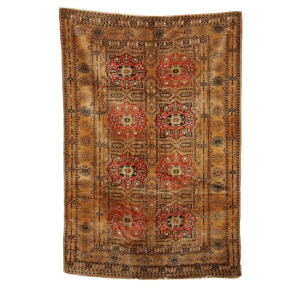 Antique Bukhara Carpet Wool Cotton Thin Knot Pakistan 103 x 62 In