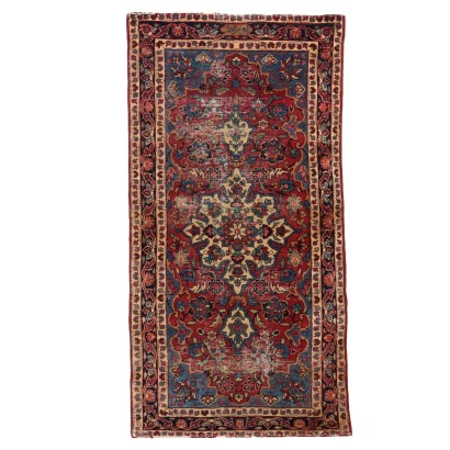 Antique Kerman Carpet Cotton Wool Heavy Knot Iran 56 x 28 In